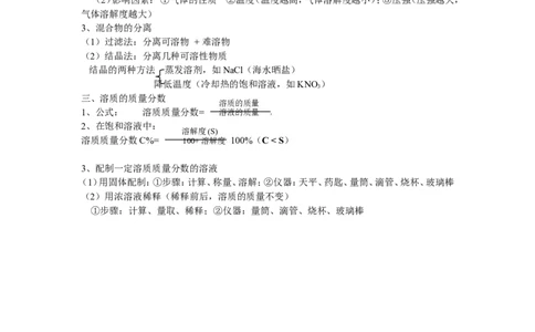 2014届九年级化学《第9单元-溶液》知识点汇总_初中化学_01.人教版初中化学_01.初中化学课件PPT--教案--试题_初中化学全套_化学教案_化学：人教版初中化学知识点汇总(12份)