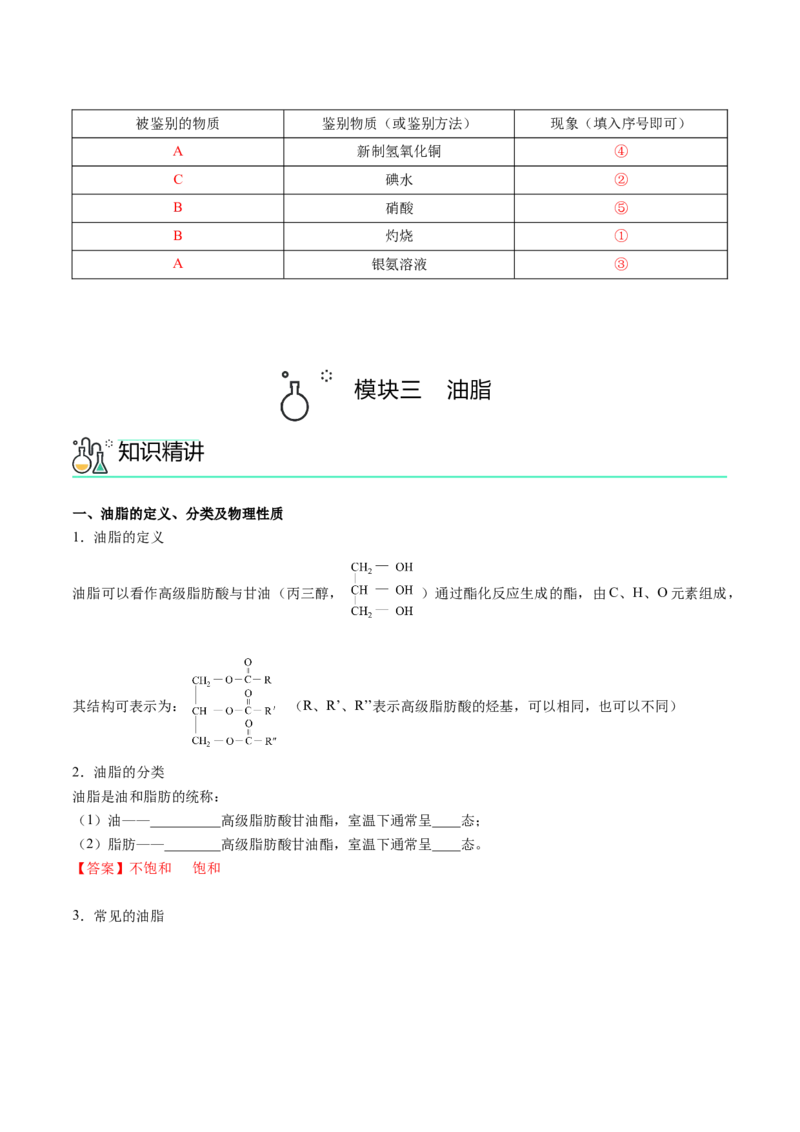 第13讲基本营养物质（教师版）-精准提分2020-2021学年高一化学必修第二册同步培优（新教材人教版）_高化_2025春-人教版高中化学_02新版高中化学必修二_6.培优课件+讲义