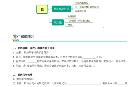 第24讲铝（word讲义）（学生版）-（人教版2019）_高化_595801221724高中化学新人教版选择性必修一二三电子版教案PPT课件高中试卷_必修一册（人教版）_讲义