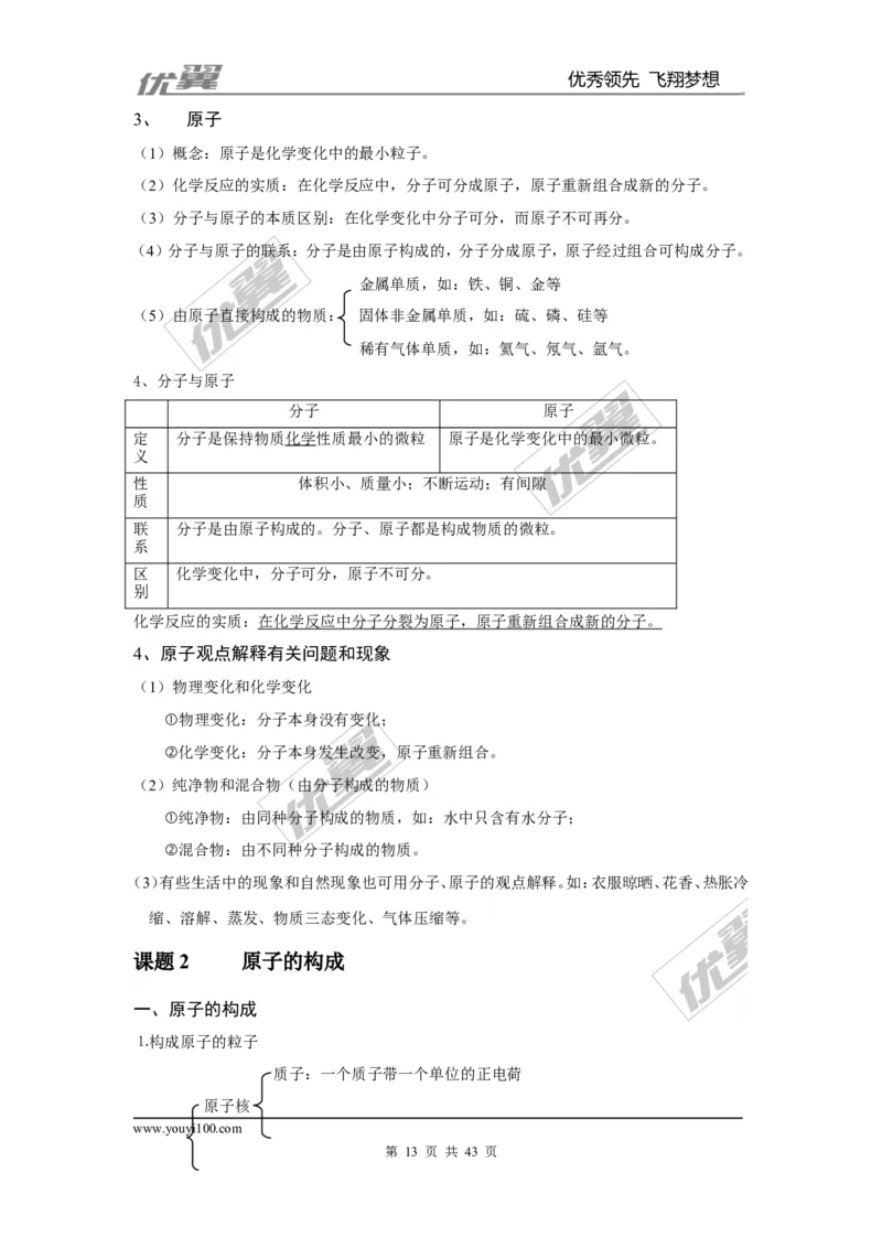 九年级化学上册知识点总结（按章节）_初中化学_01.人教版初中化学_01.初中化学课件PPT--教案--试题_初中化学全套(课件--教案--配套)_18年初中化学9年级上_18秋九化上(RJ)--7.复习资料