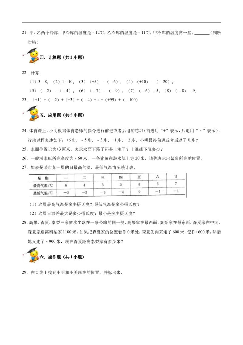 精品第七单元《生活中的负数》期末备考讲义&mdash;四年级上册数学单元闯关（知识点精讲+优选题精练）北师大版_26春北师大版数学二下_19、赠送其它资料_旧版_赠品：北师大知识总结