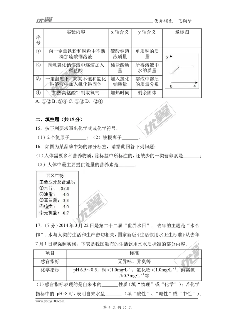 2017年广东省中考化学模拟试卷（解析版）（六）_初中化学_01.人教版初中化学_01.初中化学课件PPT--教案--试题_初中化学全套(课件--教案--配套)_18年初中化学9年级下_2017月考、模拟卷