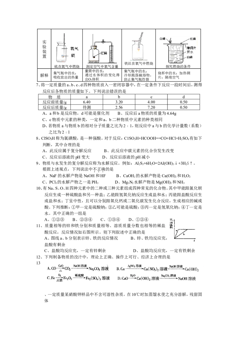 2009年全国初中化学素质和实验能力竞赛(第十九届天原杯)复赛试题_初中化学_01.人教版初中化学_01.初中化学课件PPT--教案--试题_初中化学全套_化学试题