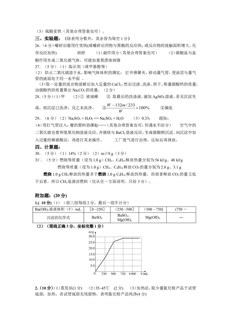 2009年全国初中化学素质和实验能力竞赛(第十九届天原杯)复赛试题_初中化学_01.人教版初中化学_01.初中化学课件PPT--教案--试题_初中化学全套_化学试题