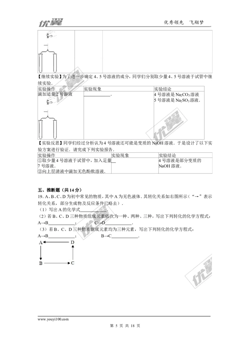 2015-2016学年四川省成都市九年级（上）质检化学试卷_初中化学_01.人教版初中化学_01.初中化学课件PPT--教案--试题_初中化学全套(课件--教案--配套)_18年初中化学9年级下