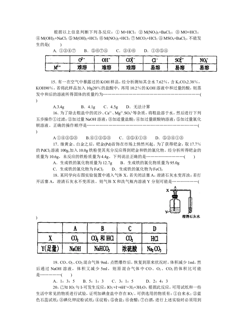 2007年全国初中化学竞赛黑龙江省赛区初赛试题_初中化学_01.人教版初中化学_01.初中化学课件PPT--教案--试题_初中化学全套_化学试题_2007年全国各省初中化学竞赛初赛题汇编