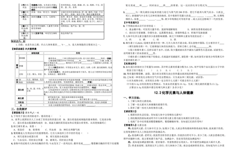 九年级化学下册第十二单元化学与生活导学案(1)_初中化学_01.人教版初中化学_01.初中化学课件PPT--教案--试题_初中化学&mdash;课件&mdash;教案&mdash;试题-推荐_9年级下课件教案试题_第12单元