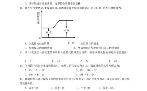 人教版上册第五单元测试_初中化学_01.人教版初中化学_01.初中化学课件PPT--教案--试题_初中化学18年试卷_人教版九年级化学上册2018