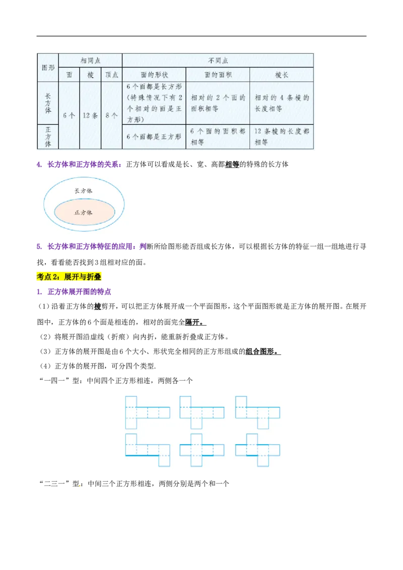 精品第二单元《长方体（一）》章节复习&mdash;五年级数学下册考点分类强化训练（解析）北师大版_26春北师大版数学二下_19、赠送其它资料_旧版_赠品：北师大知识总结
