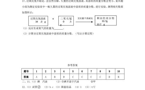 九年级化学单元检测试卷（9）溶液_初中化学_01.人教版初中化学_01.初中化学课件PPT--教案--试题_初中化学18年试卷_人教版九年级化学下册2018