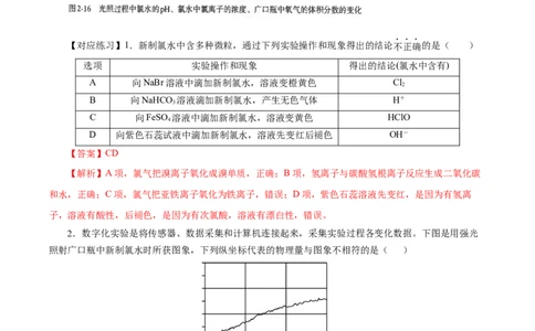 专题3氯及其化合物的应用（导学案）-（人教版2019必修第一册）（解析版）_高化_595801221724高中化学新人教版选择性必修一二三电子版教案PPT课件高中试卷_必修一册（人教版）_导学案