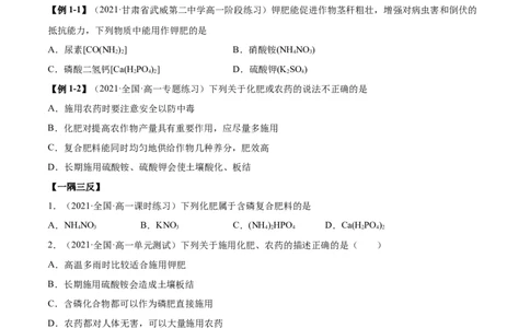 8.2化学品的合理使用（精讲）-（人教版2019必修第二册）（原卷版）_高化_595801221724高中化学新人教版选择性必修一二三电子版教案PPT课件高中试卷_必修二册（人教版）_专项练习