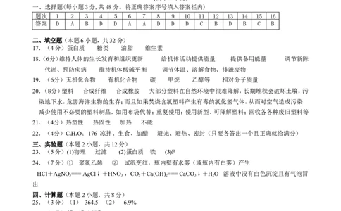 人教版九年级化学下册+第12单元+化学与生活+测试题_初中化学_01.人教版初中化学_01.初中化学课件PPT--教案--试题_初中化学&mdash;课件&mdash;教案&mdash;试题-推荐_9年级下课件教案试题_第12单元