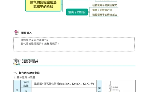 第14讲氯气的实验室制法、氯离子的检验（教师版）-（人教版2019）_高化_595801221724高中化学新人教版选择性必修一二三电子版教案PPT课件高中试卷_必修一册（人教版）_讲义