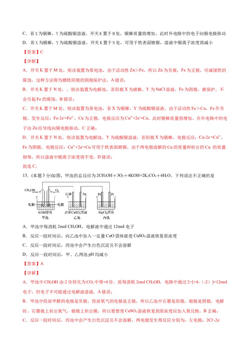 第29讲第四章《化学反应与电能》单元测试（培优提升）（教师版）-（人教2019选择性必修1）_高化_595801221724高中化学新人教版选择性必修一二三电子版教案PPT课件高中试卷_讲义