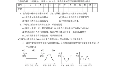 2000年全国初中学生化学素质和实验能力竞赛（第十届天原杯）复赛试题_初中化学_01.人教版初中化学_01.初中化学课件PPT--教案--试题_初中化学全套_化学试题