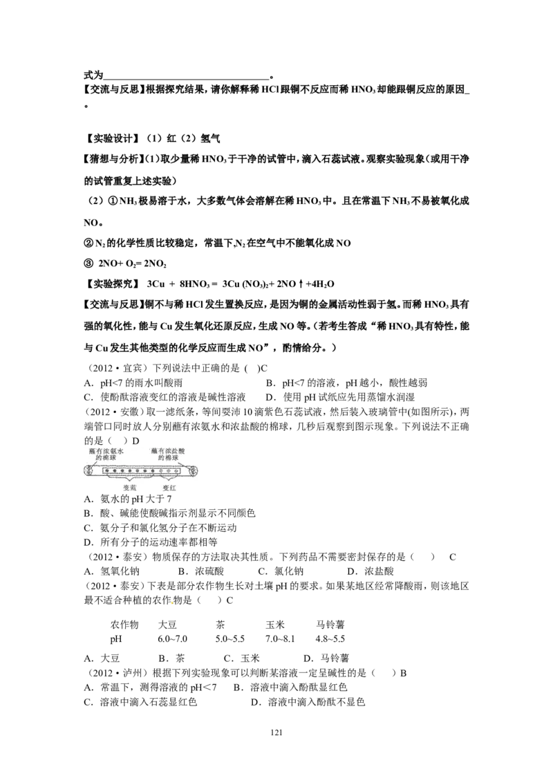 8年中考（2005-2012）全国各地中考化学真题分类汇编第10单元酸和碱_初中化学_01.人教版初中化学_01.初中化学课件PPT--教案--试题_初中化学全套_化学试题