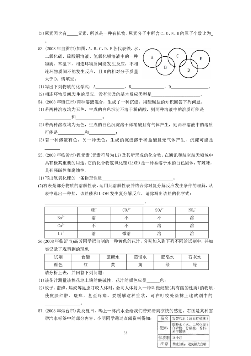 8年中考（2005-2012）全国各地中考化学真题分类汇编第10单元酸和碱_初中化学_01.人教版初中化学_01.初中化学课件PPT--教案--试题_初中化学全套_化学试题