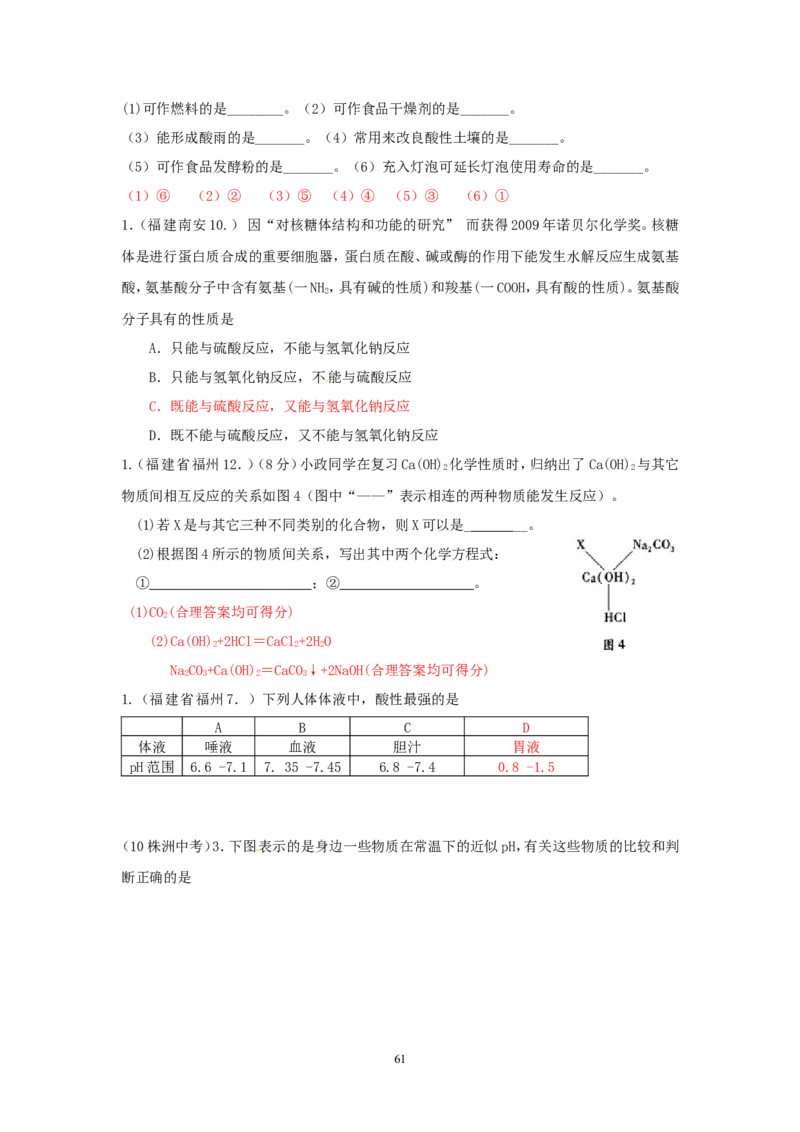 8年中考（2005-2012）全国各地中考化学真题分类汇编第10单元酸和碱_初中化学_01.人教版初中化学_01.初中化学课件PPT--教案--试题_初中化学全套_化学试题