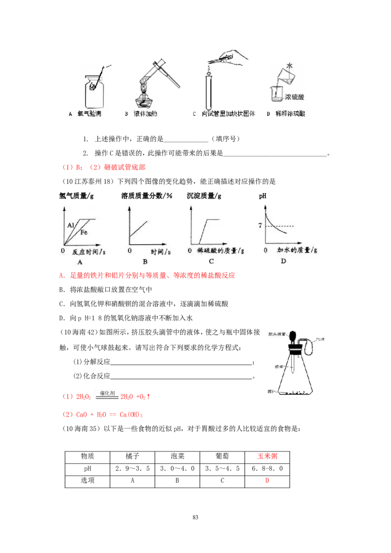 8年中考（2005-2012）全国各地中考化学真题分类汇编第10单元酸和碱_初中化学_01.人教版初中化学_01.初中化学课件PPT--教案--试题_初中化学全套_化学试题