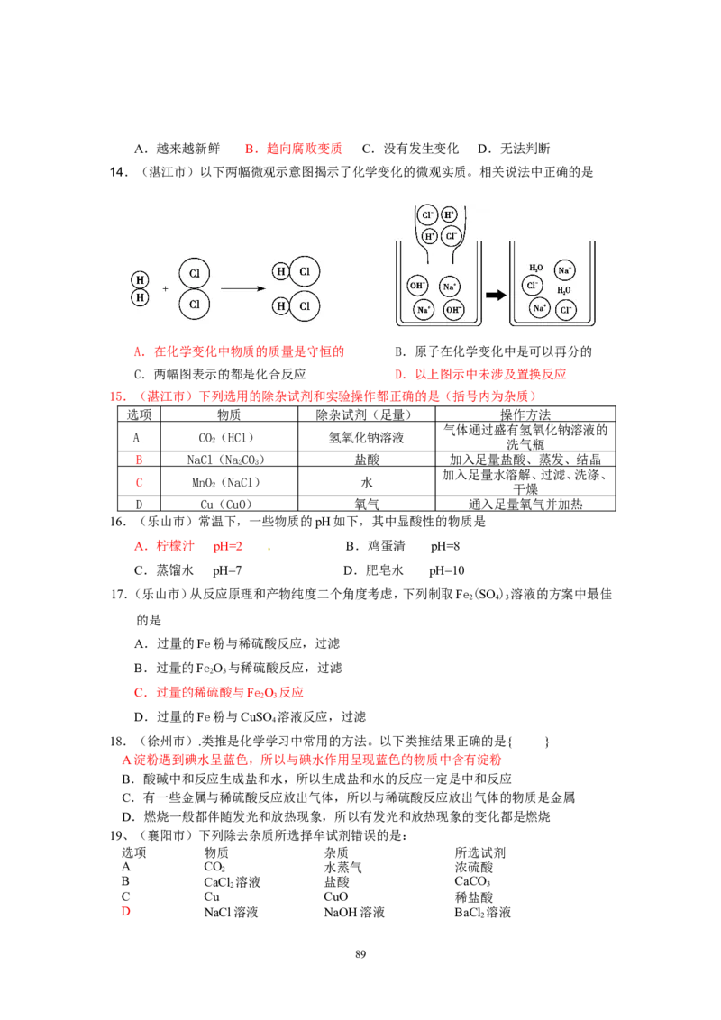 8年中考（2005-2012）全国各地中考化学真题分类汇编第10单元酸和碱_初中化学_01.人教版初中化学_01.初中化学课件PPT--教案--试题_初中化学全套_化学试题