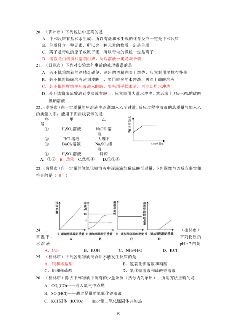 8年中考（2005-2012）全国各地中考化学真题分类汇编第10单元酸和碱_初中化学_01.人教版初中化学_01.初中化学课件PPT--教案--试题_初中化学全套_化学试题