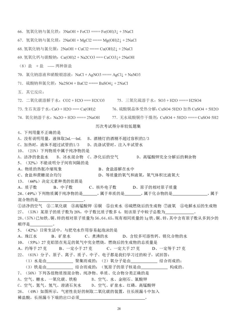 中考化学总复习之方程式及现象总结（经典必备篇）_初中化学_01.人教版初中化学_01.初中化学课件PPT--教案--试题_初中化学全套_化学教案_化学：中考化学复习必背知识整理（3份）