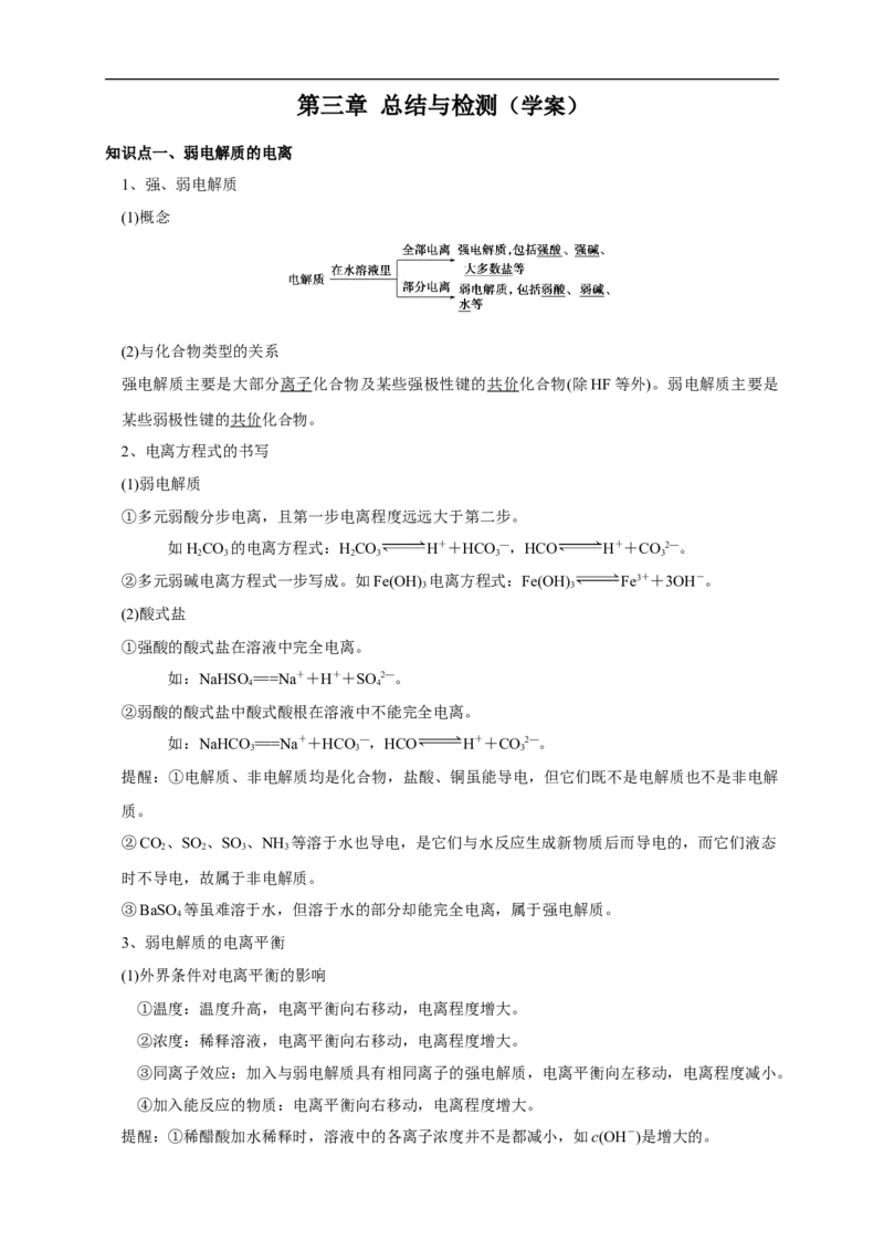 第三章总结（原卷板）_高化_2025春-人教版高中化学_03新版高中化学选择性必修1_04习题试卷_同步练习+单元测试1配套A_第三章总结