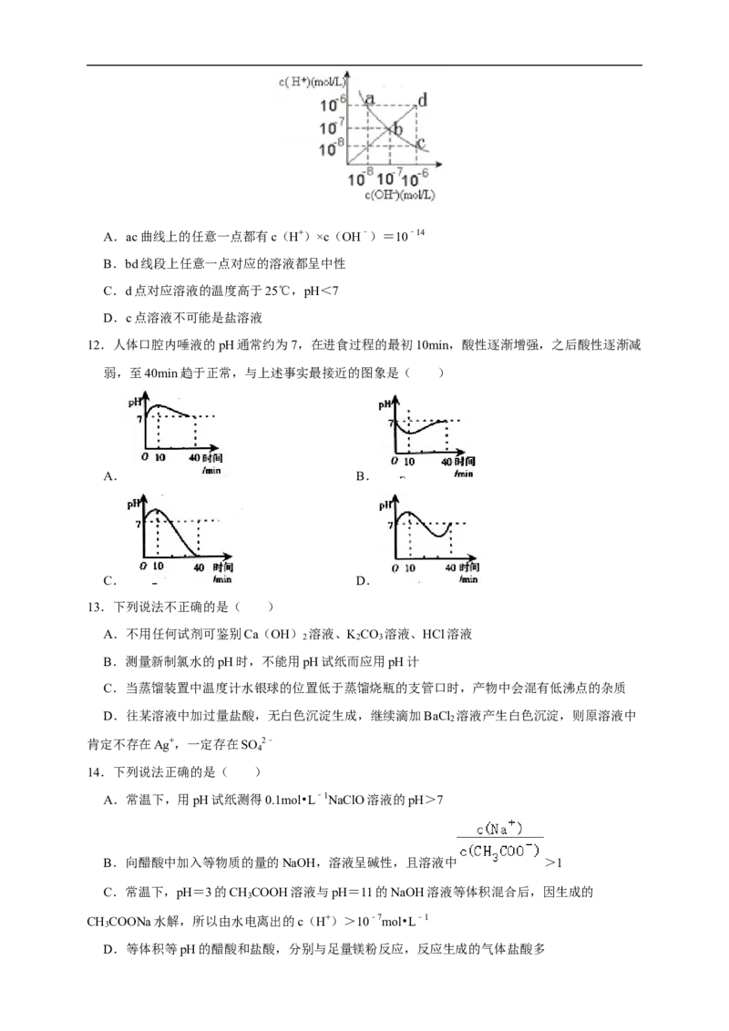 第三章总结（原卷板）_高化_2025春-人教版高中化学_03新版高中化学选择性必修1_04习题试卷_同步练习+单元测试1配套A_第三章总结