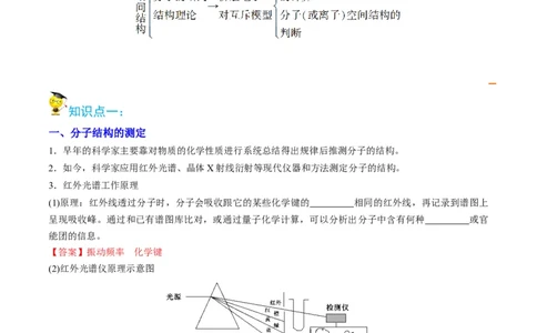 第06讲分子结构的测定　多样的分子空间结构　价层电子对互斥模型（教师版）-（人教2019选择性必修2）_高化_595801221724高中化学新人教版选择性必修一二三电子版教案PPT课件高中试卷_讲义