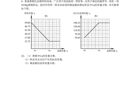 冲刺专题2&mdash;&mdash;化学计算_初中化学_01.人教版初中化学_01.初中化学课件PPT--教案--试题_初中化学全套_化学试题_黄冈中学2010年理科实验班招生考试-蔡河中学冲刺专题