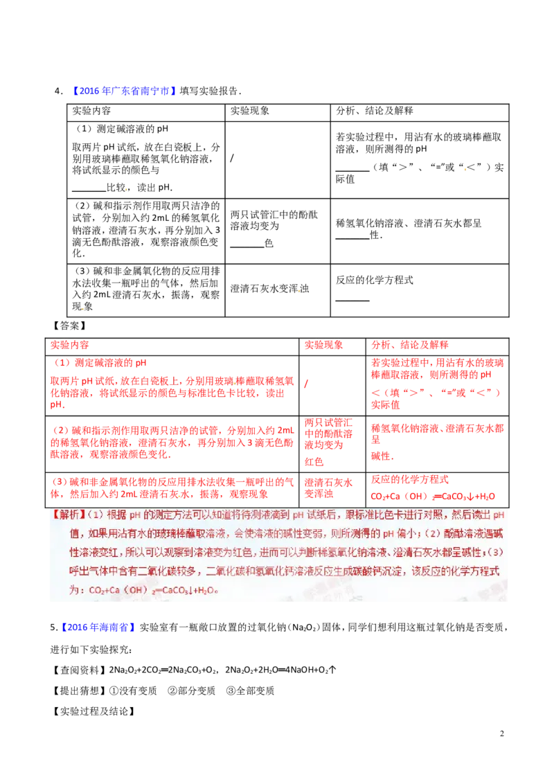 专题23实验设计及实验方案的评价（练）-备战2017年中考化学二轮复习讲练测（解析版）_初中化学_01.人教版初中化学_07.初中化学中考总复习