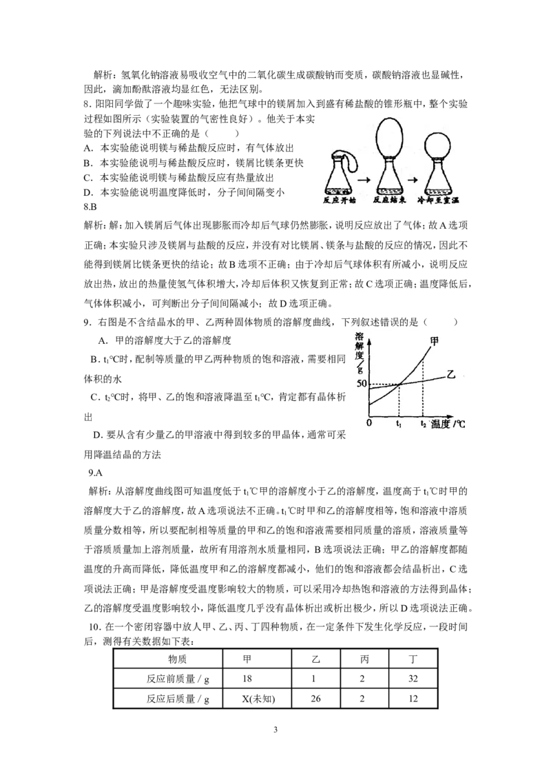 2013年河南省中考原创仿真模拟试卷化学及详解_初中化学_01.人教版初中化学_01.初中化学课件PPT--教案--试题_初中化学全套_化学试题