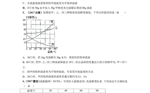 2018年中考化学一轮复习&bull;《溶解度曲线》真题练习_初中化学_01.人教版初中化学_07.初中化学中考总复习_2018年中考化学一轮复习&bull;