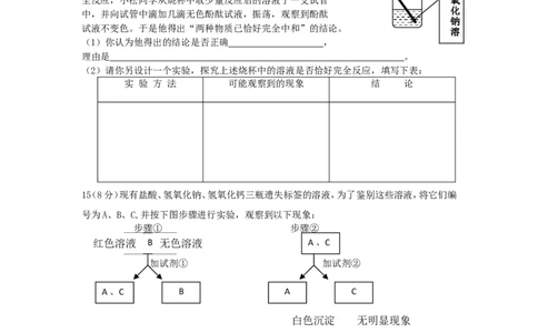 九年级化学单元检测试卷（10）酸和碱_初中化学_01.人教版初中化学_01.初中化学课件PPT--教案--试题_初中化学18年试卷_人教版九年级化学下册2018