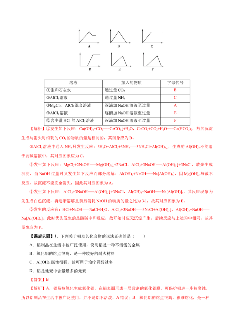 专题3铝及其化合物的转化及图像（导学案）-（人教版2019必修第一册）（解析版）_高化_595801221724高中化学新人教版选择性必修一二三电子版教案PPT课件高中试卷_必修一册（人教版）
