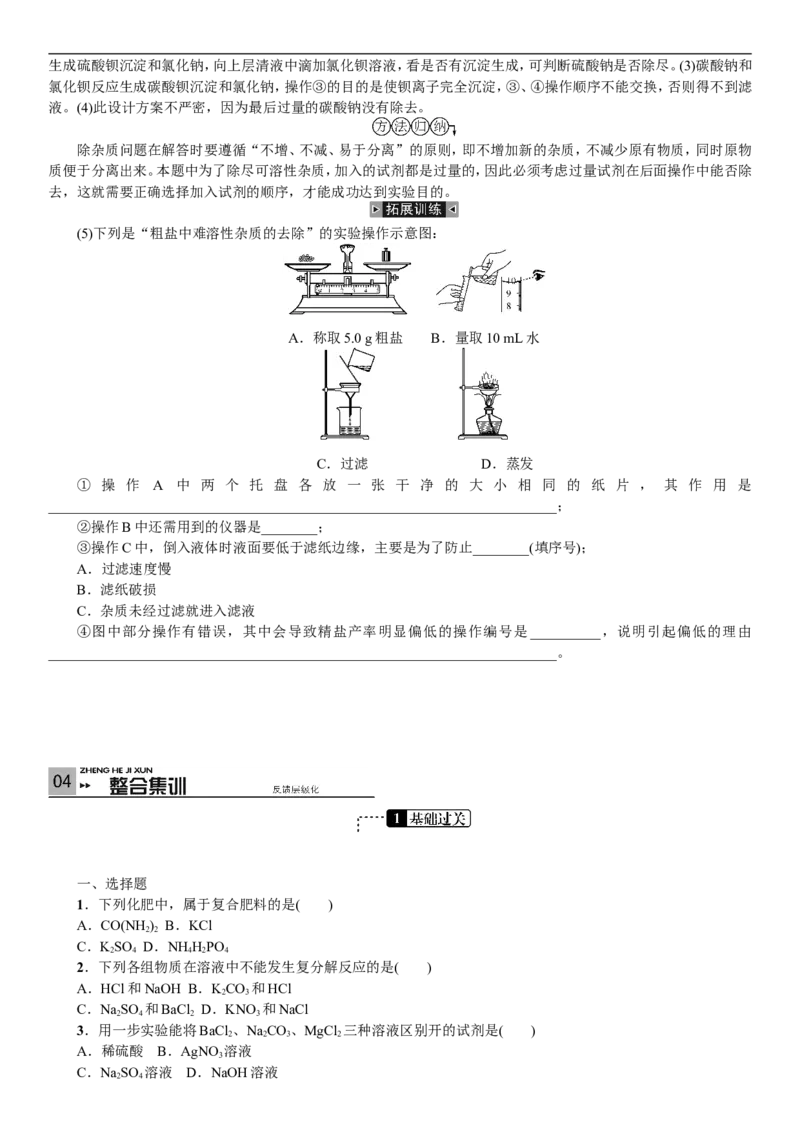 2018年中考复习化学考点解读：第8讲盐化学肥料_初中化学_01.人教版初中化学_07.初中化学中考总复习_2018年中考复习化学考点解读