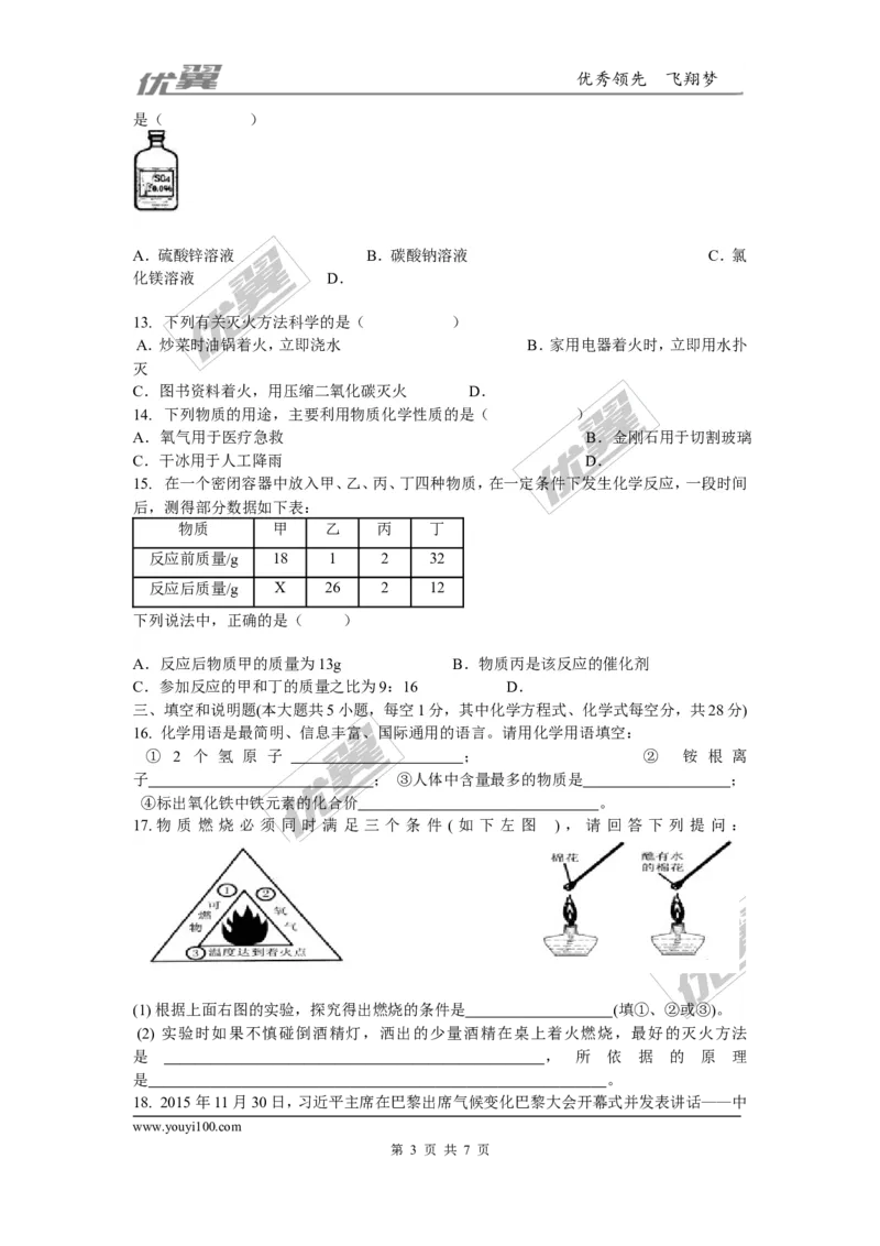 2015-2016学年江西省校级中考模拟试题_初中化学_01.人教版初中化学_01.初中化学课件PPT--教案--试题_初中化学全套(课件--教案--配套)_18年初中化学9年级下_18春九化下(RJ)--7.各地真题