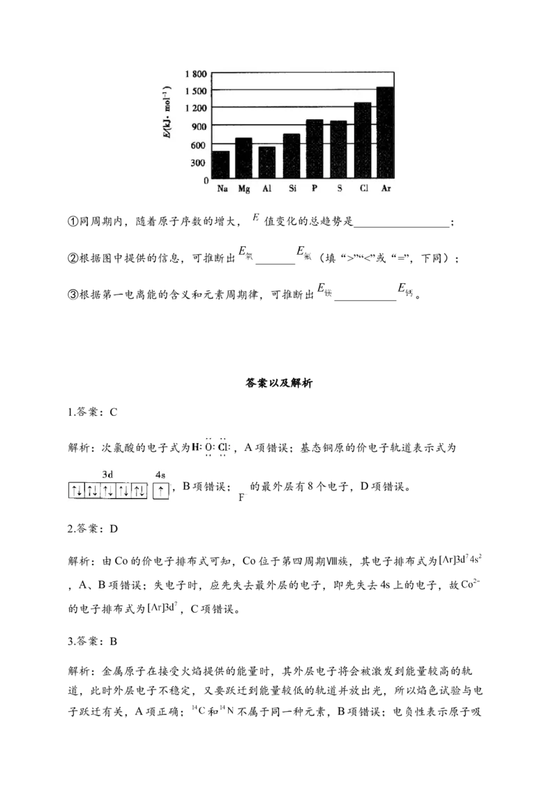 第一章章末检测卷新教材人教版（2019）高中化学选择性必修2_高化_2025春-人教版高中化学_04新版高中化学选择性必修2_05习题试卷_练习