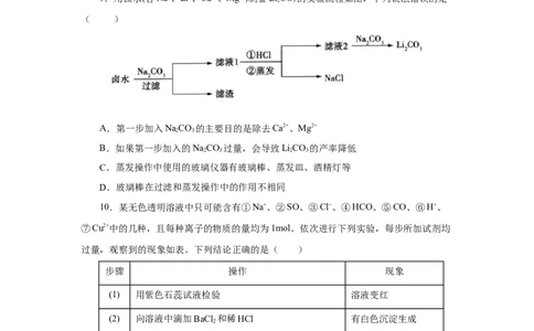 实验活动4用化学沉淀法去除粗盐中的杂质离子（分层作业）（原卷版）(1)_高化_595801221724高中化学新人教版选择性必修一二三电子版教案PPT课件高中试卷_必修二册（人教版）_分层作业