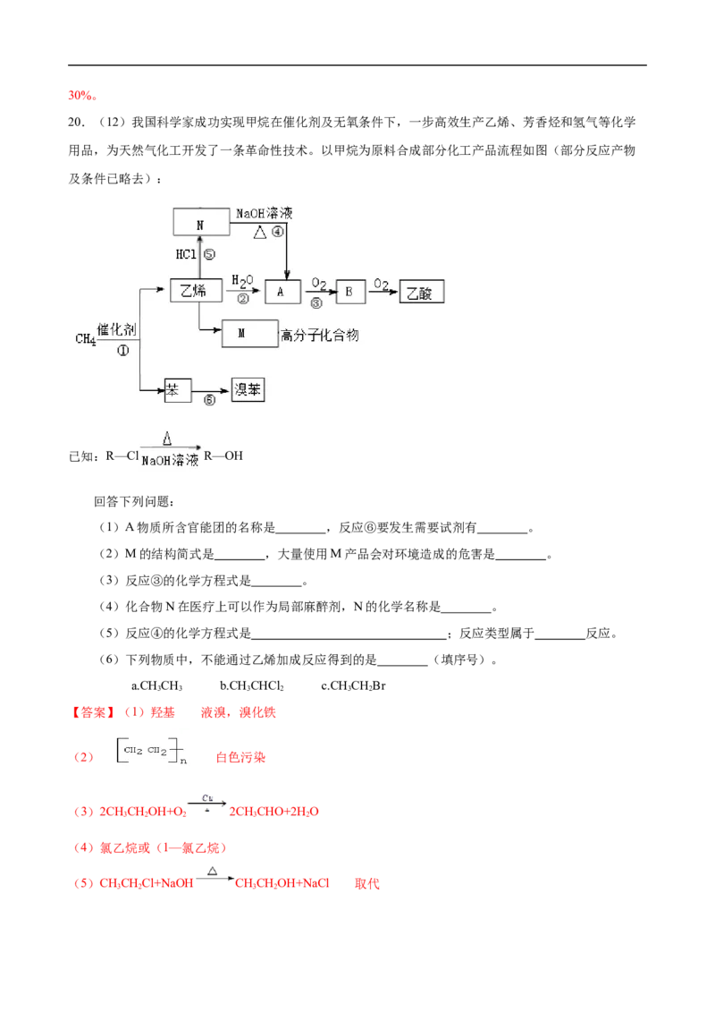 模拟卷02-2019-2020年高一化学高频考题期末组合模拟卷（人教2019必修第二册）（解析版）_高化_2025春-人教版高中化学_02新版高中化学必修二_5.试卷习题_期中期末试卷