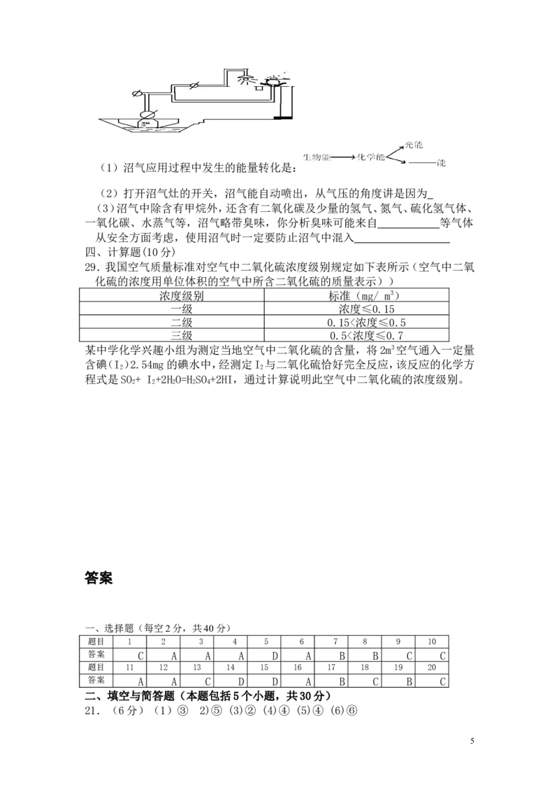 人教版初中化学第七单元燃料及其利用单元测试题及答案(一)_初中化学_01.人教版初中化学_01.初中化学课件PPT--教案--试题_初中化学&mdash;课件&mdash;教案&mdash;试题-推荐_9年级上课件教案试题