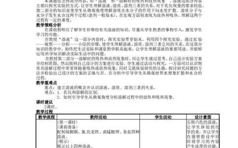 九年级化学下册-第九单元-溶液-课题1-溶液的形成教案1-新人教版_初中化学_01.人教版初中化学_01.初中化学课件PPT--教案--试题_初中化学&mdash;课件&mdash;教案&mdash;试题-推荐_9年级下教案