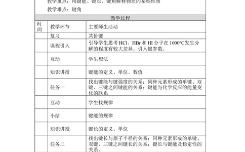 共价键（第二课时）-教学设计_高化_2025春-人教版高中化学_04新版高中化学选择性必修2_02教案_2.1共价键教学设计（2课时）