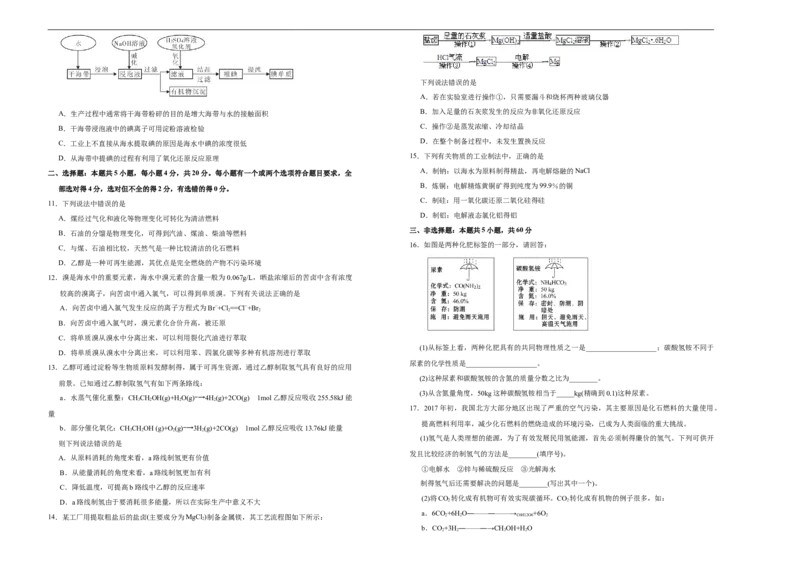 原创2020-2021学年必修第二册第八单元化学与可持续发展达标检测卷（B）学生版_高化_2025春-人教版高中化学_02新版高中化学必修二_5.试卷习题_单元测试