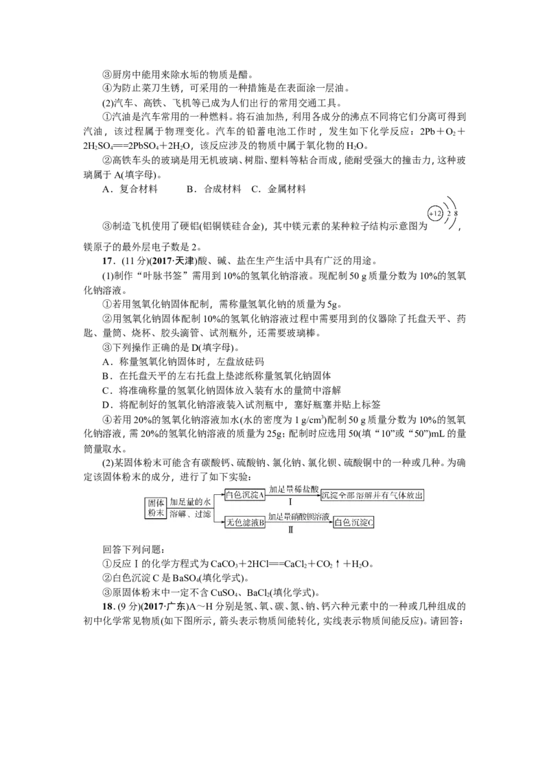2018年中考化学（全国）总复习：第十至十二单元测试题_初中化学_01.人教版初中化学_07.初中化学中考总复习_2018年中考化学（全国）总复习