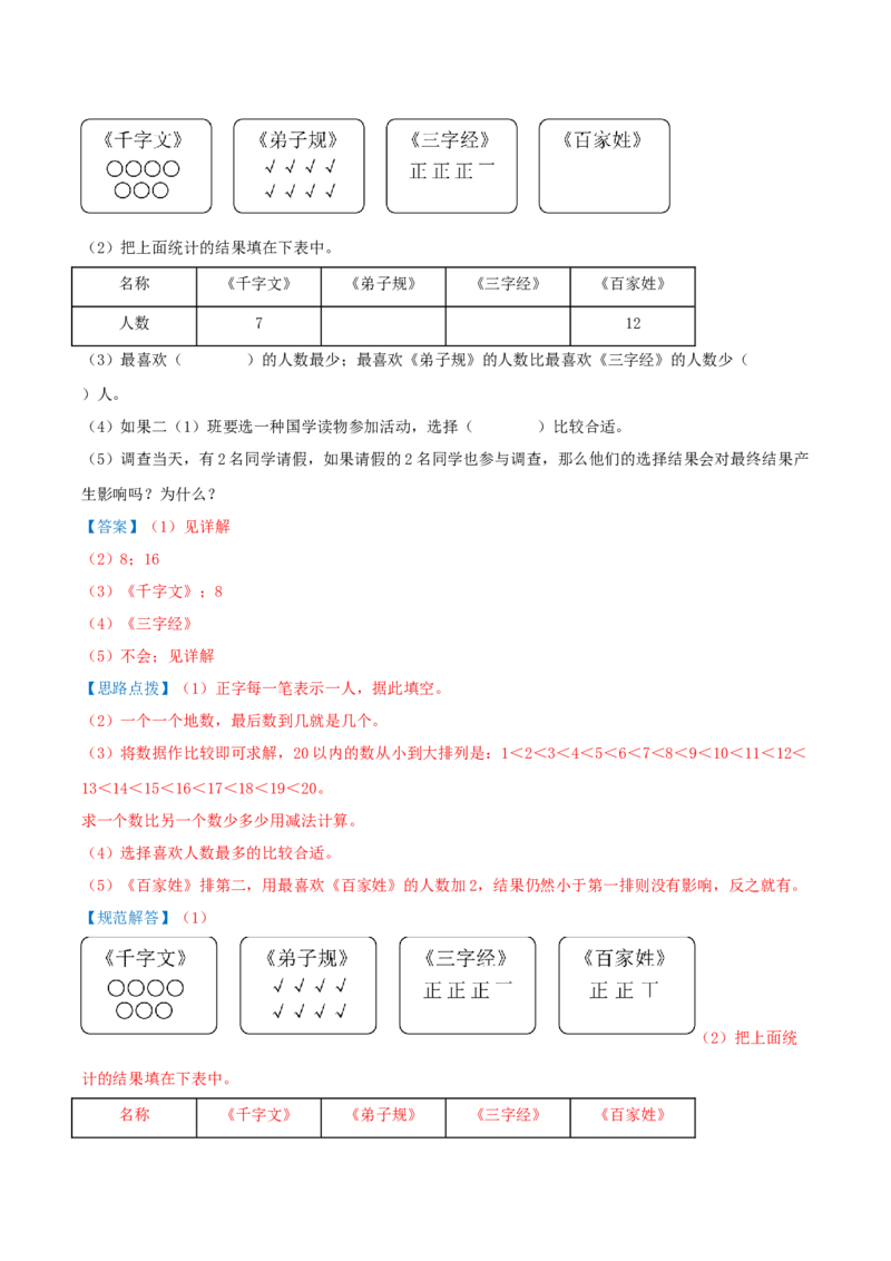 第八讲调查与记录（导图+知识精讲+易错点拨+1个考点讲练+难度分层练共24题）-（教师版）_26春北师大版数学二下_19、赠送其它资料_二年级数学下册（北师大版）_旧版_母题专项练习-K34