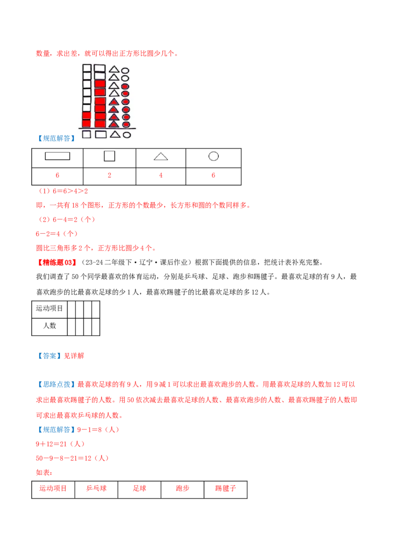 第八讲调查与记录（导图+知识精讲+易错点拨+1个考点讲练+难度分层练共24题）-（教师版）_26春北师大版数学二下_19、赠送其它资料_二年级数学下册（北师大版）_旧版_母题专项练习-K34