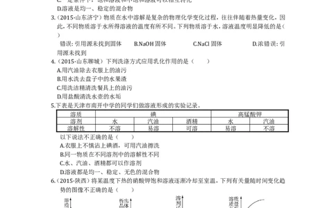 九年级化学（下）（人教版）第九单元溶液检测题附答案解析_初中化学_01.人教版初中化学_01.初中化学课件PPT--教案--试题_初中化学18年试卷_人教版九年级化学下册2018