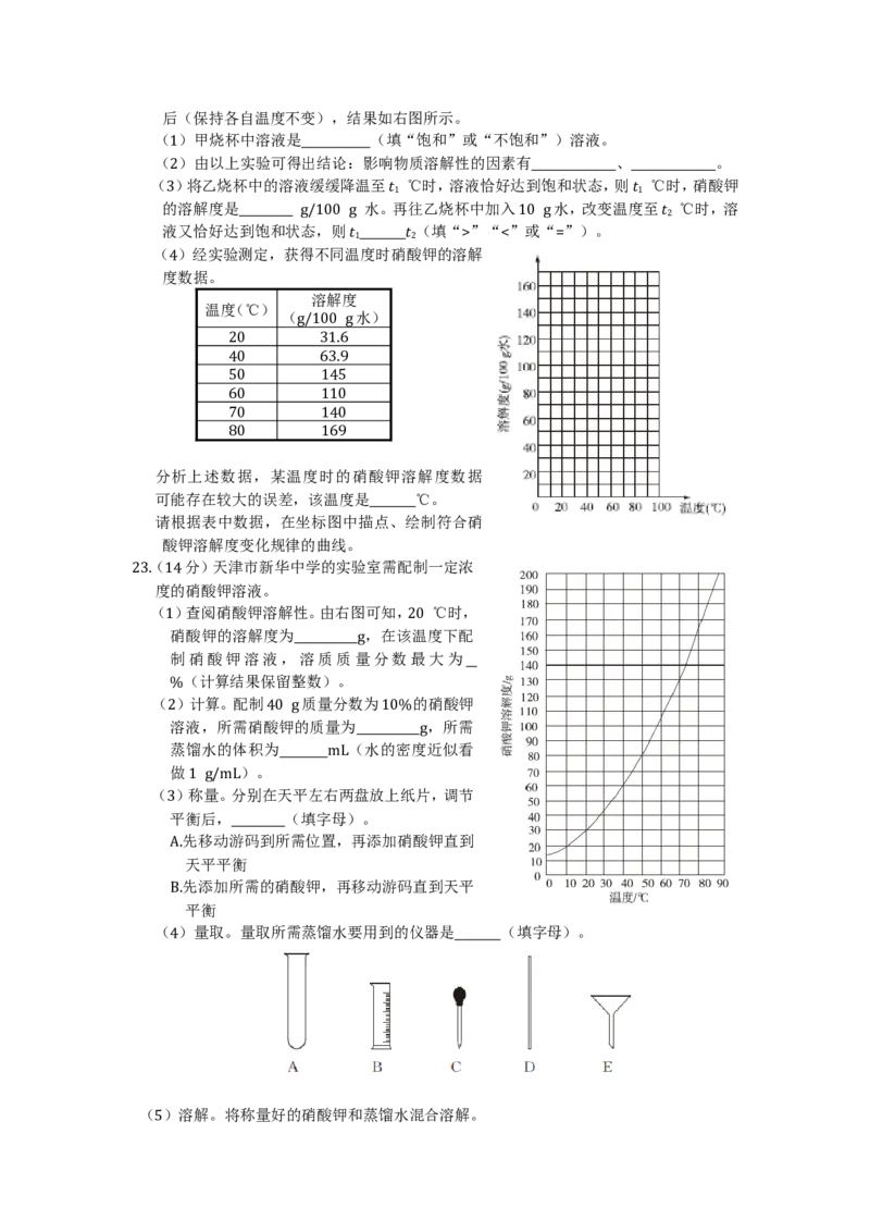 九年级化学（下）（人教版）第九单元溶液检测题附答案解析_初中化学_01.人教版初中化学_01.初中化学课件PPT--教案--试题_初中化学18年试卷_人教版九年级化学下册2018